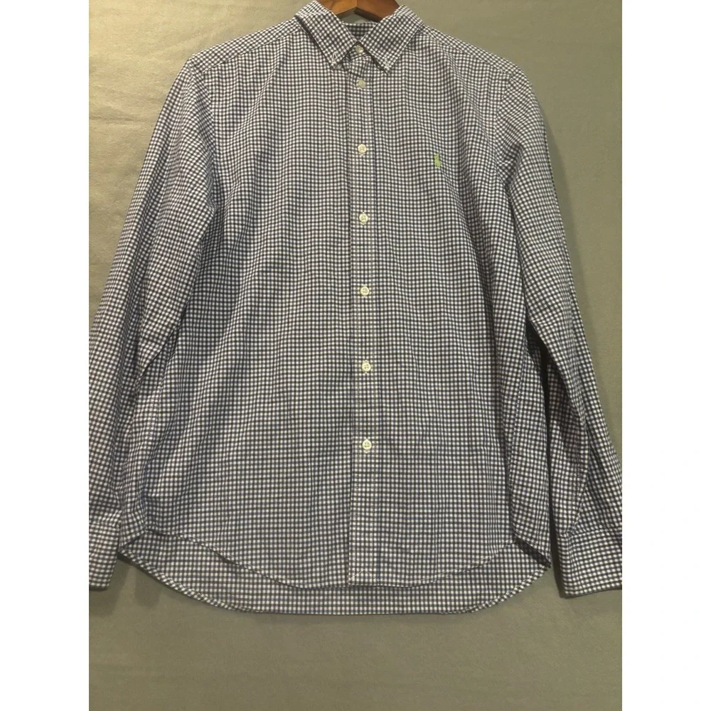 Polo Ralph Lauren Youth XL 18-20 Blue Check Button Down Long Sleeve Shirt